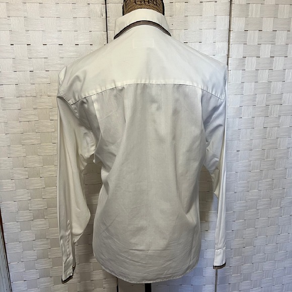 Foxcroft Off White Blouse‎ Button Down Long Sleeve Collared Trim Detail Size 8 - Picture 4 of 8